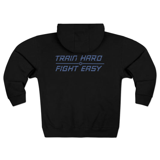 Train Hard Fight Easy Blue Unisex Zip Hoodie
